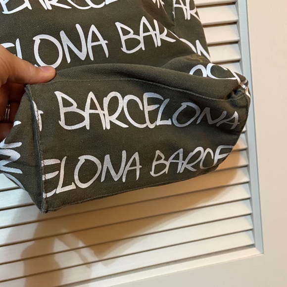 Robin Ruth Barcelona Tote Bag Small Canvas Zipper Closure Olive Green - Picture 7 of 13